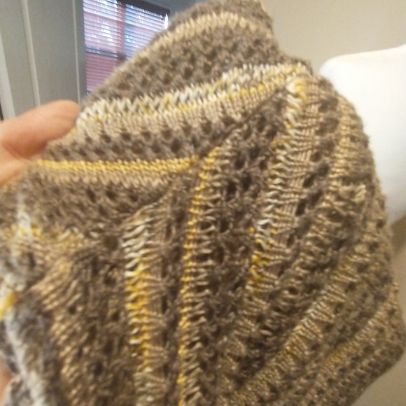 Nic +Zoe Crochet Gold And Taupe Y2K Cardigan With Tie Front - Picture 9 of 11